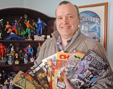 Paul Trimble, of  Killyvilly Heights, with a collection of comics that he has gathered over the years 