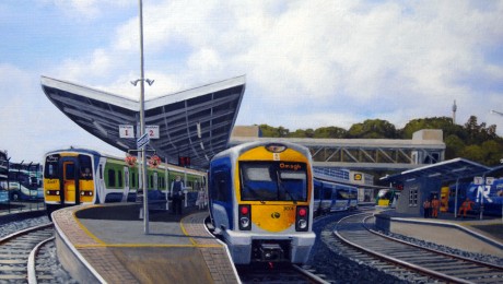 COULD IT BE...David Briggs, a local artist, was commissioned  by Headhunters Railway Museum to paint a portrait of Enniskillen Station as it might look if Enniskillen still had rail services in 2013.  