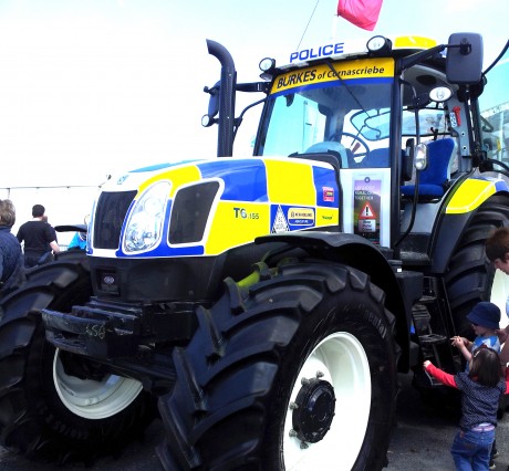 SAFE...The PSNI's liveried tractor which was on scene at the police's stand offering advice
