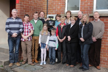 Members of the Sillees defibrillator support fund, back frow from left, Michael Skuce, John Mc Kenna, Graham Kent, David Little Anna Corrigan, Resha Rasdala, Ian Rutherford Paul Barton Front Row (L-R) Aoife Rasdale, Conall Rasdale (Two  children)  Ruth Little, Pauline Dolan, Mary Duffy