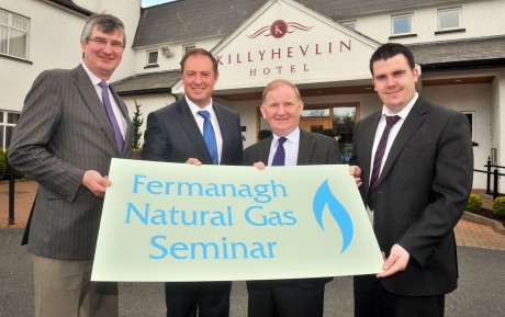Pictured at the natural Gas Seminar in the Killyhelvin Hotel are from leftTom Elliott MLA UUP, Alastair Pollock Phoenix Natural Gas Maurice Morrow MLA  DUP and Phil Flanagan MLA Sinn Fein
