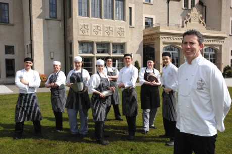 Noel McMeel, Executive Chef at the Lough Erne Resort, pictured with some of his young chefs who will be catering for those at the G8 Summit. They are from left, Timothey Donegan, Lauren Beavers, Antoinette Ceelen, Andrew McKee, Jean Bell, Sam Monaghan, Sinead Morrow and Andrew Leonard  gkfh33