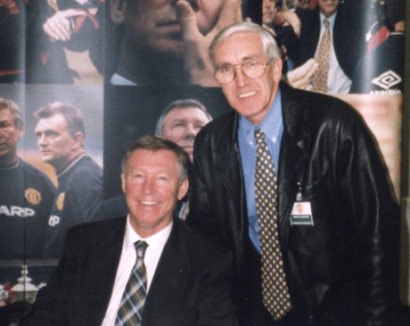 LEGEND... Secretary of the Fermanagh branch of the Manchester United supporters club, Gabriel Maguire pictured with Alex Ferguson