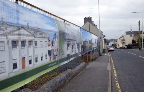 One of the print designs which has been erected as part of the dereliction improvement scheme 