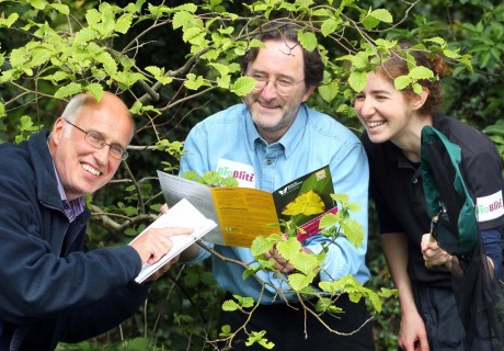 Richard Weyl of the Northern Ireland Environment Agency, Dr Jim McGreevy of National Museums Northern Ireland  and Catherine Bertrand from Butterfly Conservation Northern Ireland get ready for a Bioblitz at Colebrooke Estate in Fermanagh