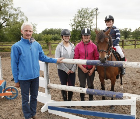 The Irish Equestrian Olympic Team Coach Ian Fearon coaching local riders Alexandra Bothwell from Fivemiletown along with Casey and Ryan Phair from Newtownbutler      SHFH02