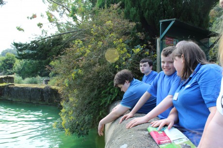 Claire Shannon with some of the kids enjoying a laugh at the sea lions at Belfast Zoo during the Autism NI Fermanagh Branch Summer Scheme.