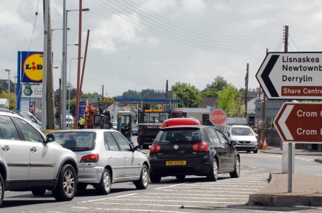 Traffic has been held up in Lisnaskea  due to road works