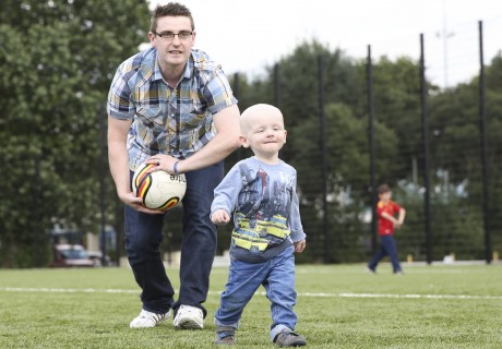 Sam Bradley and dad, Colm, at the 'Kick For Sam' event