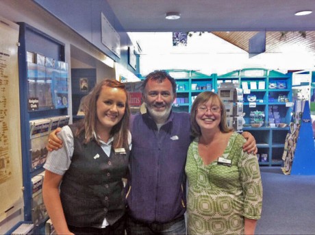 Gemma Scallon and Martina Donohoe, Staff at the Enniskillen Tourism Information Centre got a shock last week when Irish comedian Tommy Tiernan dropped in for a visit. Tommy will be on tour in the county in the coming months.