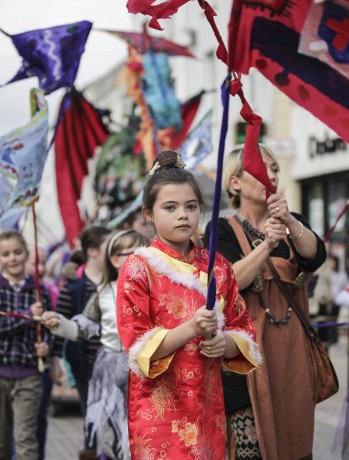 Alana Brennan as one of the young flag bearers of the Enniskillen Dragon.