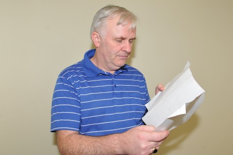 Seamus McBrien reading his letter from the Trust  