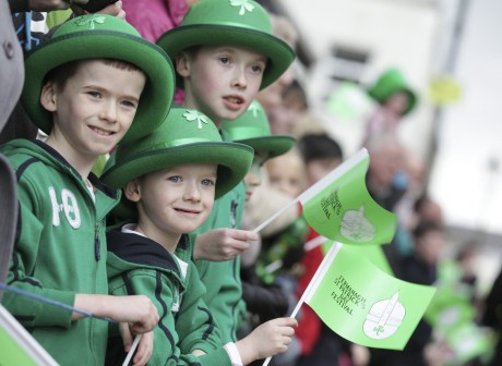 Pictured enjoying last year's St.Patrick's Day parade in Enniskillen are Ethan, Jordan and Aiden McGilley.