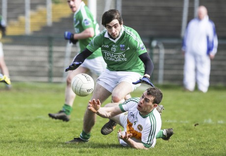 Marty O'Brien trips over Niall McNamee.  DP77