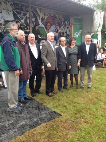Sinn Fein MPs, MLAs and party president Gerry Adams gather at the Hunger Strike commemoration parade in Derrylin 