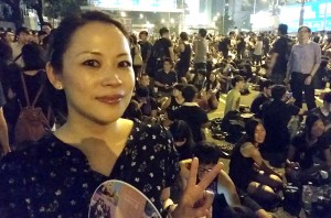 Angela Chung protesting in Hong Kong