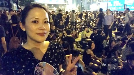 Enniskillen woman Angela Chung in the centre of the Hong Kong protest.