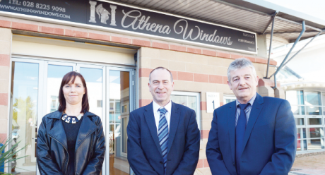 Proprietor of Athena Windows, Colm O’Neill (centre) with members of the team, Ciara Harvey (customer service manager) and Brian Colton (sales consultant).
