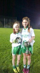 Player of the match Sarah Britton pictured along with Captain Naoimhin Daly pictured after St Joseph's victory in the division two final.