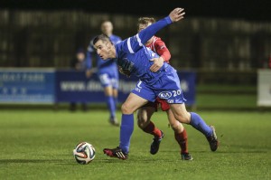 Ryan Campbell dodges away from Liam Bagnall 