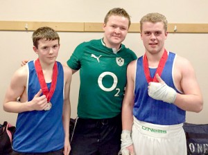Enniskillen Boxing Club fighters Mark Kells and Aaron Armstrong pictured after competing in the Fermanagh and Tyrone Championship finals