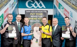 In attendance at the launch of the GAA's referee recruitment initiative are, from left, Alan Kelly, Hurling, Pat Doherty, National Match Officials Manager, Joe McQuillan, Football, Rory Hickey, Football, Pat McEnaney, Chairman of Coiste na Réiteoirí, and James Owens, Hurling. Croke Park, Dublin.