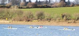 The Portora Boat Club boys pairs coming to the finish line in first, second and third.