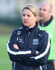 Manager Lisa Woods keeps an eye on proceedings against Tipperary.