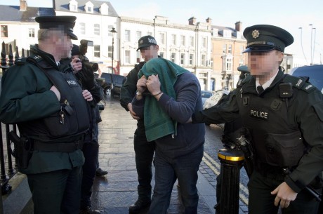 REMANDED... Patrick McGinley appears in Omagh Court charged with murdering his uncle Bernard McGinley. Photo: Mark Marlow/pacemaker press