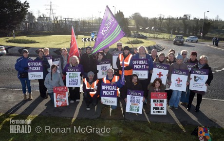 WORKERS FROM across the public sector in Fermanagh protested against cuts today (Friday, March 13).
