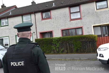 Police stand watch at a house in Camphill Park, Newtownbutler, after a woman died on Tuesday following an incident at the premises on Sunday.  Picture by Ronan McGrade