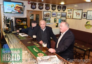 Enjoying a pint in the Old Corner House Bar are, from left, Sean Allen, Jim Sherry and Robbie Thompson    RMGFH158
