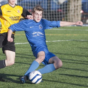 A goal from Kyle Coalter helped Ballinamallard get back into the tie against Cliftonville Olympic.