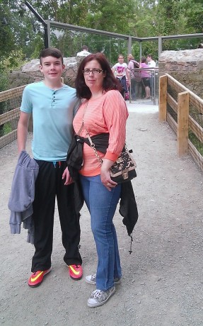 Oisin McGrath with his mother last summer