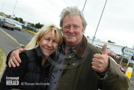 Coronation Street star Charlie Lawson and his partner Debbie give Fermanagh the thumbs up    Picture by Ronan McGrade