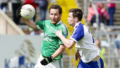 Niall Cassidy skips past Monaghan's Karl O'Connell during the Ulster semi-final in Breffni Park.