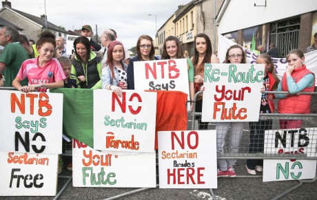 Young Newtownbutler residents let their feeling be known at the parades held in the town last year  DP16