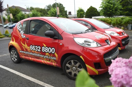 A Pizza Hut Delivery car as driven by the Pizza Hut Delivery drivers    RMGFH15