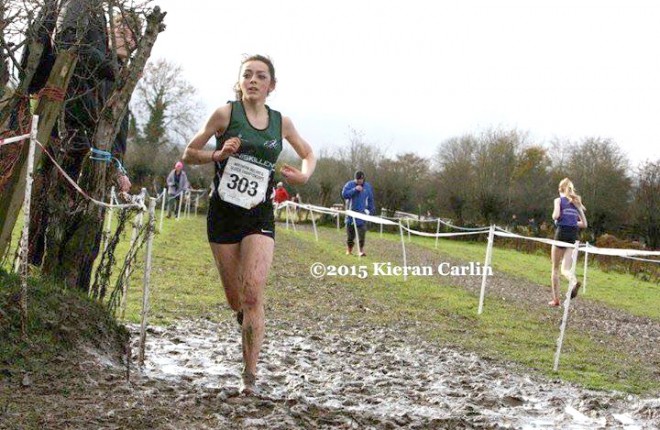 Edel Monaghan on here way to a second individual Ulster silver medal in a fortnight.