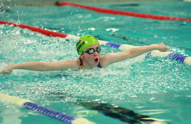 Enniskillen's Anna Gillespie competing in the butterfly at Armagh.