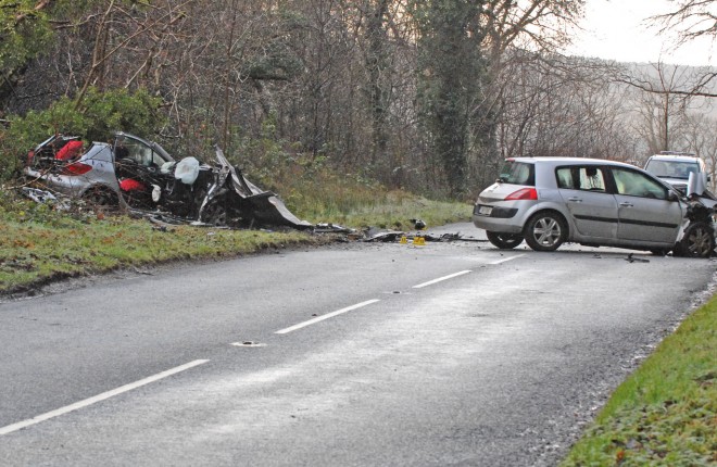The scene of the fatal crash at near Castle Caldwell