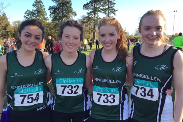 From left, Enniskillen Running Club athletes who competed at Santry, Edel Monaghan, Jade Ballantine,, Catraoine McDonnell and Victoria Watterson.