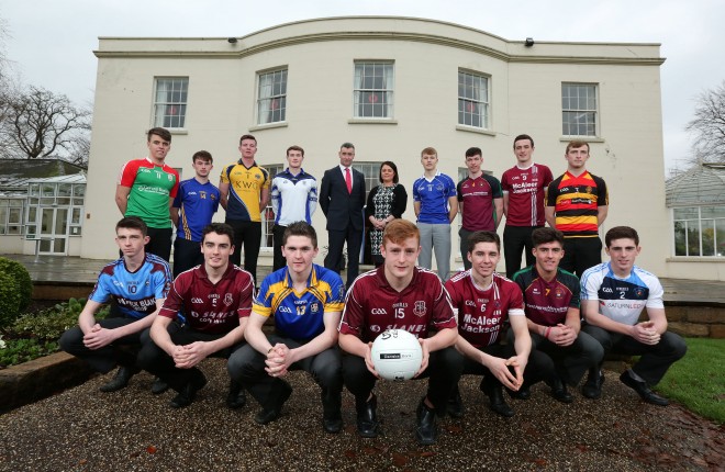 St Michael's, Enniskillen Ulster Colleges All-star Tiarnan Bogue pictured front left at the Ulster Colleges GAA launch.