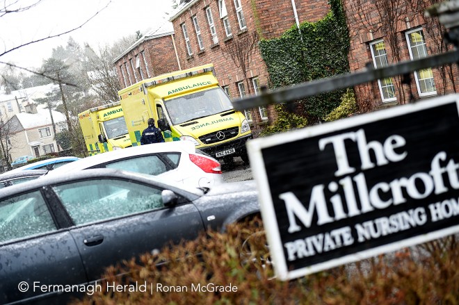 Ambulances and emergency vehicles at Millcroft Nursing Home on Saturday morning    RMG11