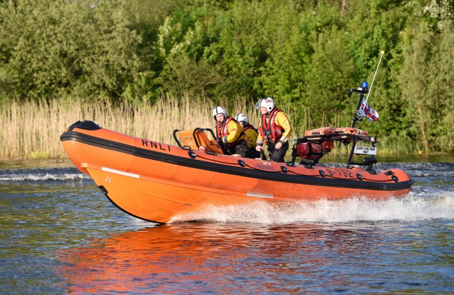 An RNLI crew in action on Lough Erne    RMG67