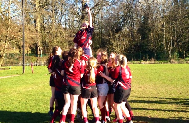 Enniskillen U18 girls celebrate capturing the Ulster Youth Cup.