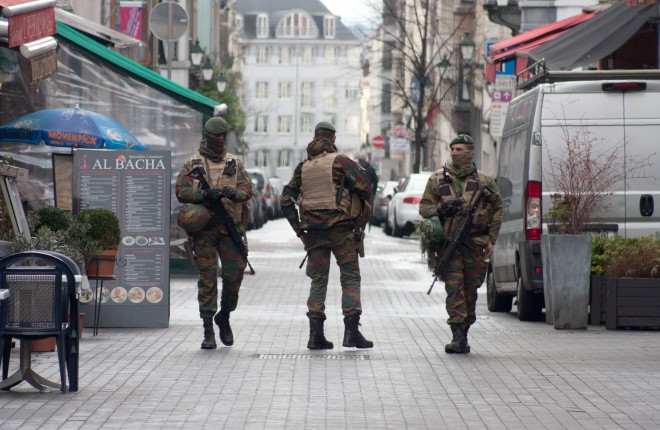 Soldiers on patrol in Brussels