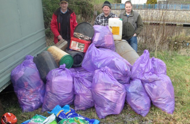 Members of Kesh and District Angling Club with the large amount of litter that they collected
