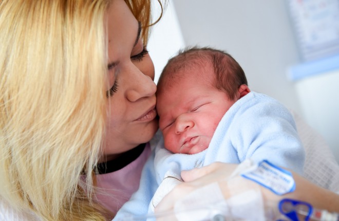 Paula Wilkinson with her newborn baby boy, Cody, born at 2.41pm on Monday 29th February at the South West Acute Hospital    RMG01