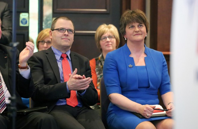 Raymond Farrell and First Minister Arlene Foster at the DUP Spring Conference at the Roe Park Hotel in Limavady